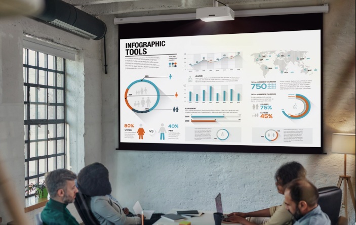 Máy chiếu Optoma ZW410UST đặt gọn trong phòng họp